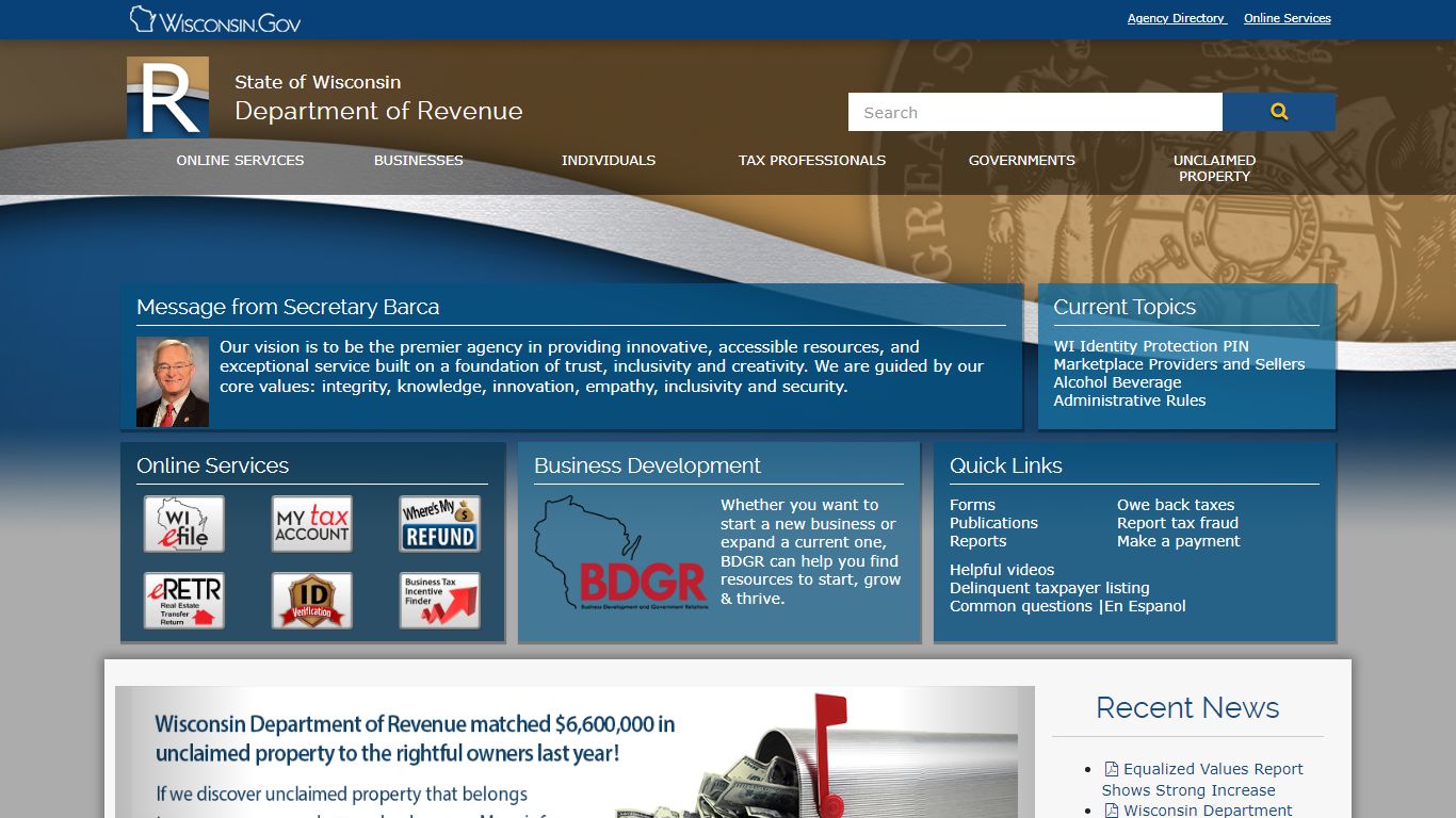 DOR Wisconsin Department of Revenue Portal